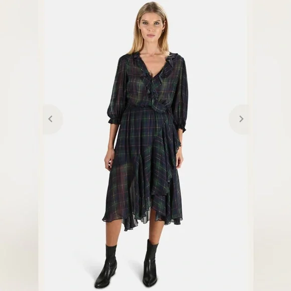 Revolve ICONS Swiss Dot Flamenco Wrap Dress - Picture 7 of 14